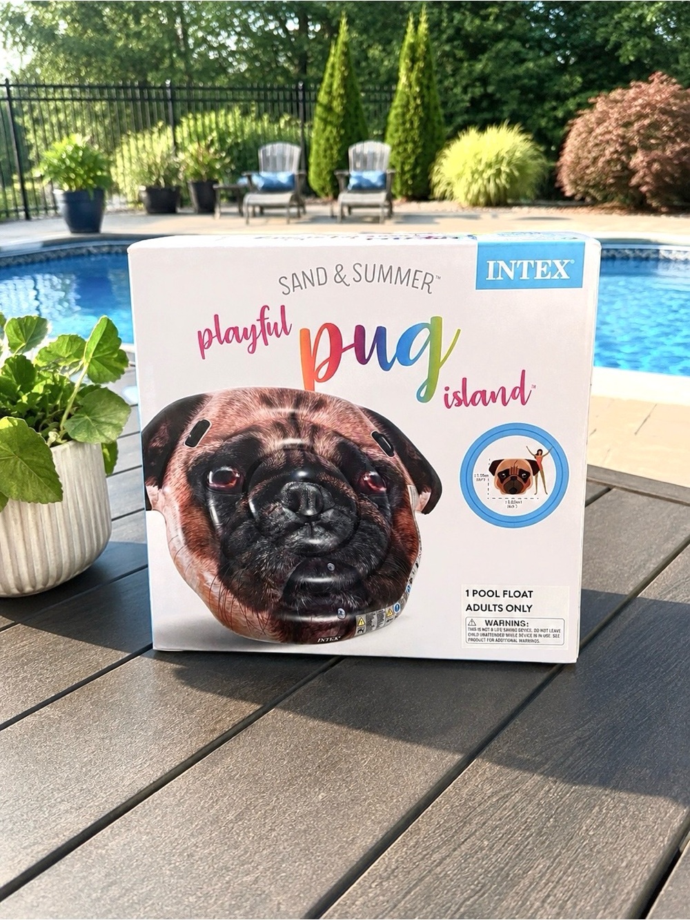 🌊Intex Playful Pug Island Inflatable Pool Float